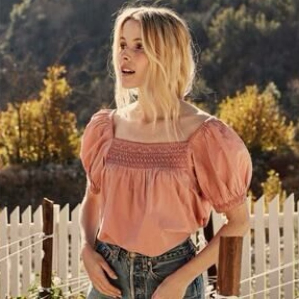 Doen Pink Puff Sleeve Top